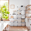 Storage Unit – Plastic – Black – 16-Cube Rack with Doors, Easy to Assemble