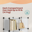 Storage Unit – Plastic – Black – 16-Cube Rack with Doors, Easy to Assemble