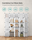 16 Cube Storage Organiser – Plastic – White – Easy to Assemble with Doors