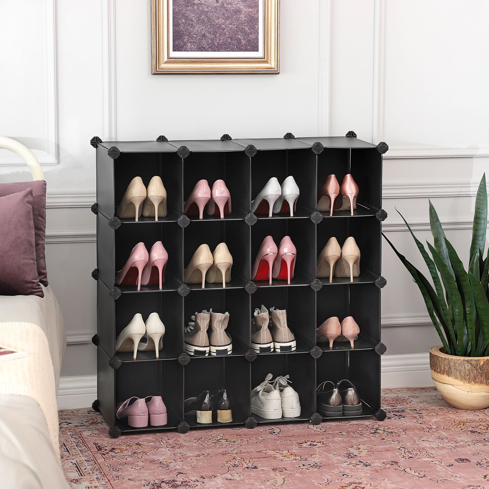 Rectangular Storage Organiser – Plastic – Translucent White – 16-Cube Modular Design