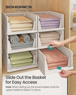 Stackable Storage Baskets – Fabric – White – Foldable and Organizational Set of 4