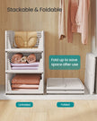 Stackable Storage Baskets – Fabric – White – Foldable and Organizational Set of 4