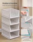 Stackable Storage Baskets – Fabric – White – Foldable and Organizational Set of 4