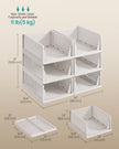 Stackable Storage Baskets – Fabric – White – Foldable and Organizational Set of 4