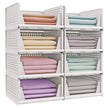 Stackable Storage Baskets – Fabric – White – Foldable and Organizational Set of 4