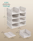 Stackable Storage Baskets – Fabric – White – Foldable and Organizational Set of 4