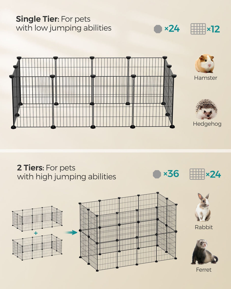 DIY Metal Cage – Steel – Black – Modular Design for Small Animals