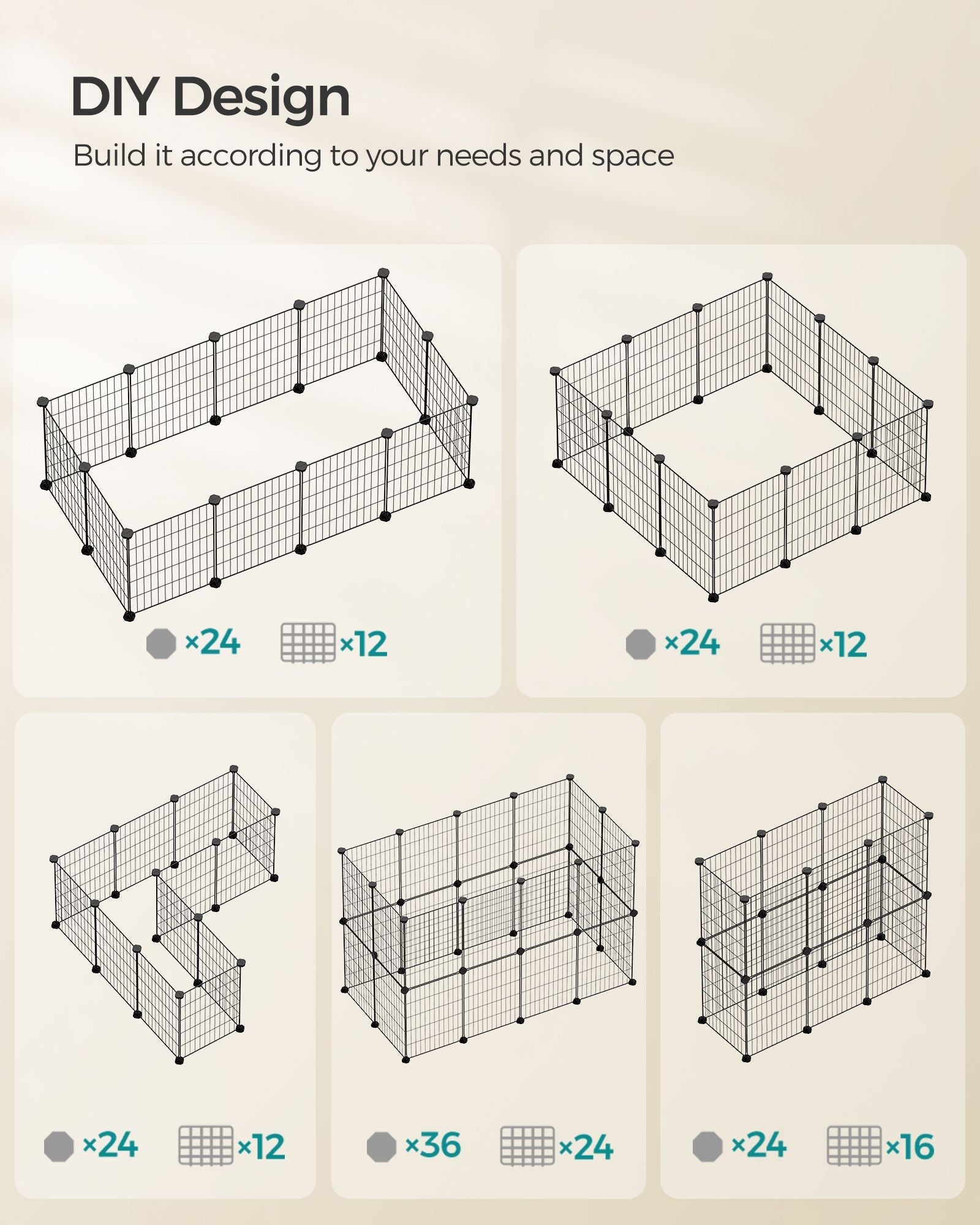 DIY Metal Cage – Steel – Black – Modular Design for Small Animals