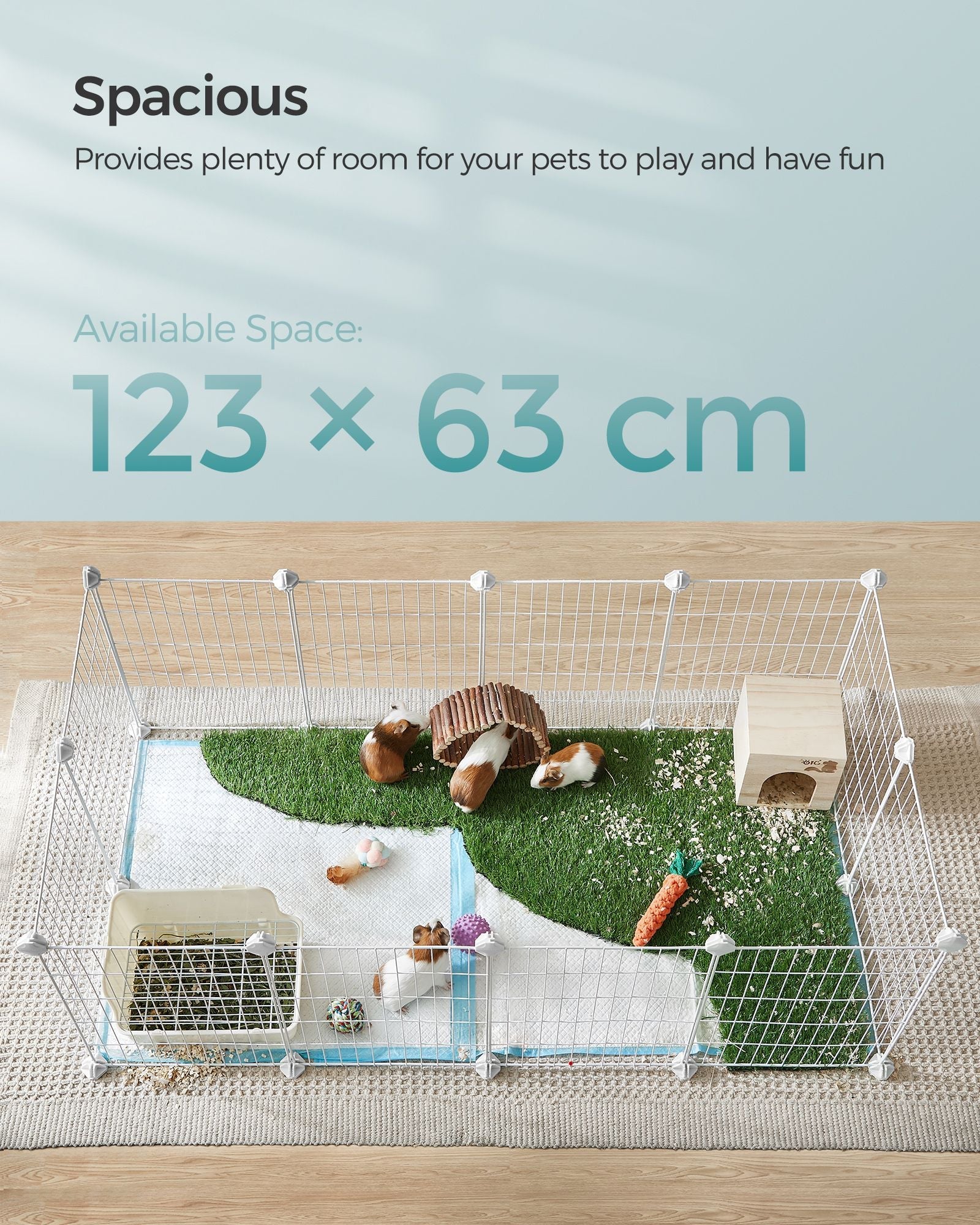 Metal DIY Guinea Pig Cage – Modular – White – Indoor Exercise Enclosure