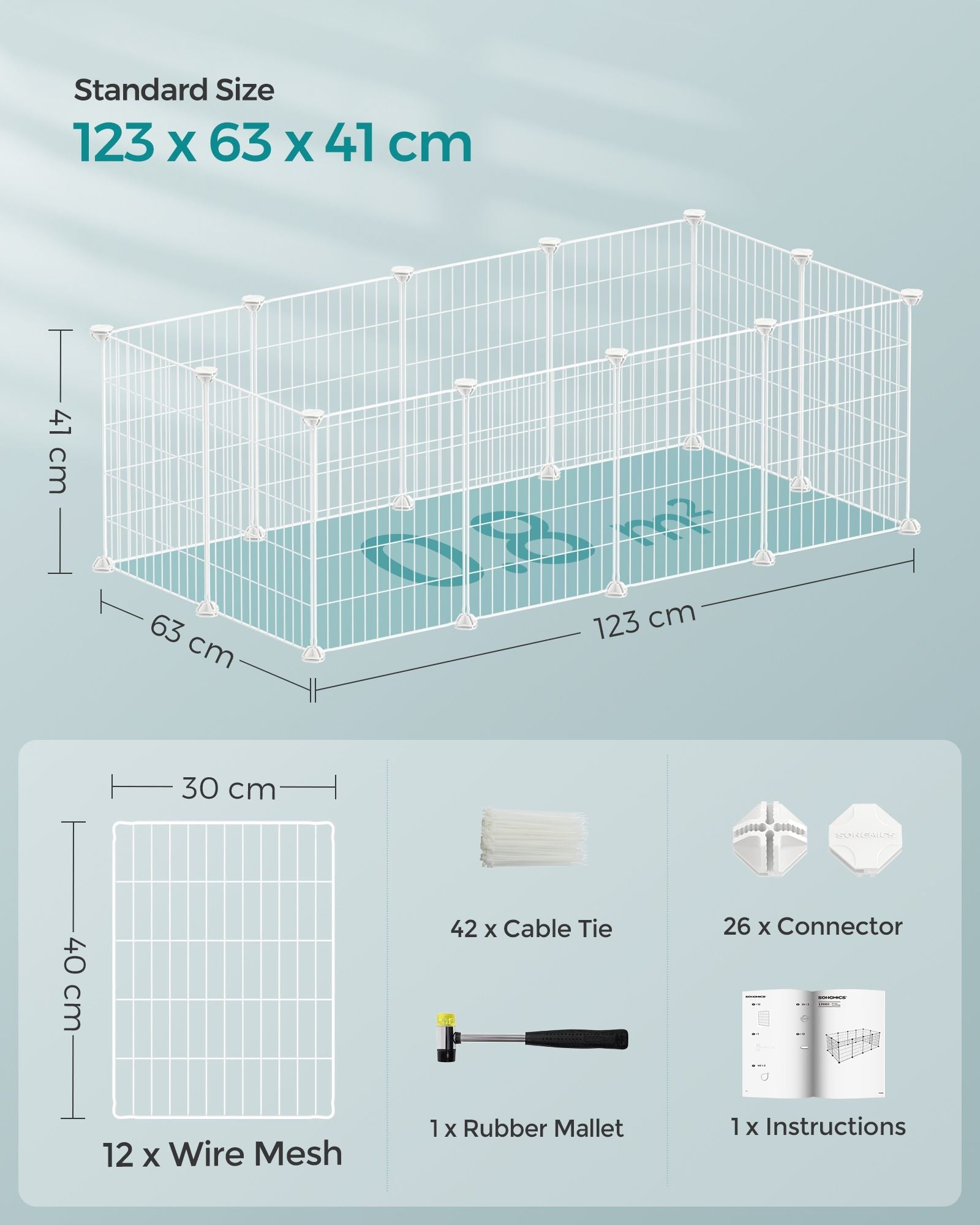 Metal DIY Guinea Pig Cage – Modular – White – Indoor Exercise Enclosure