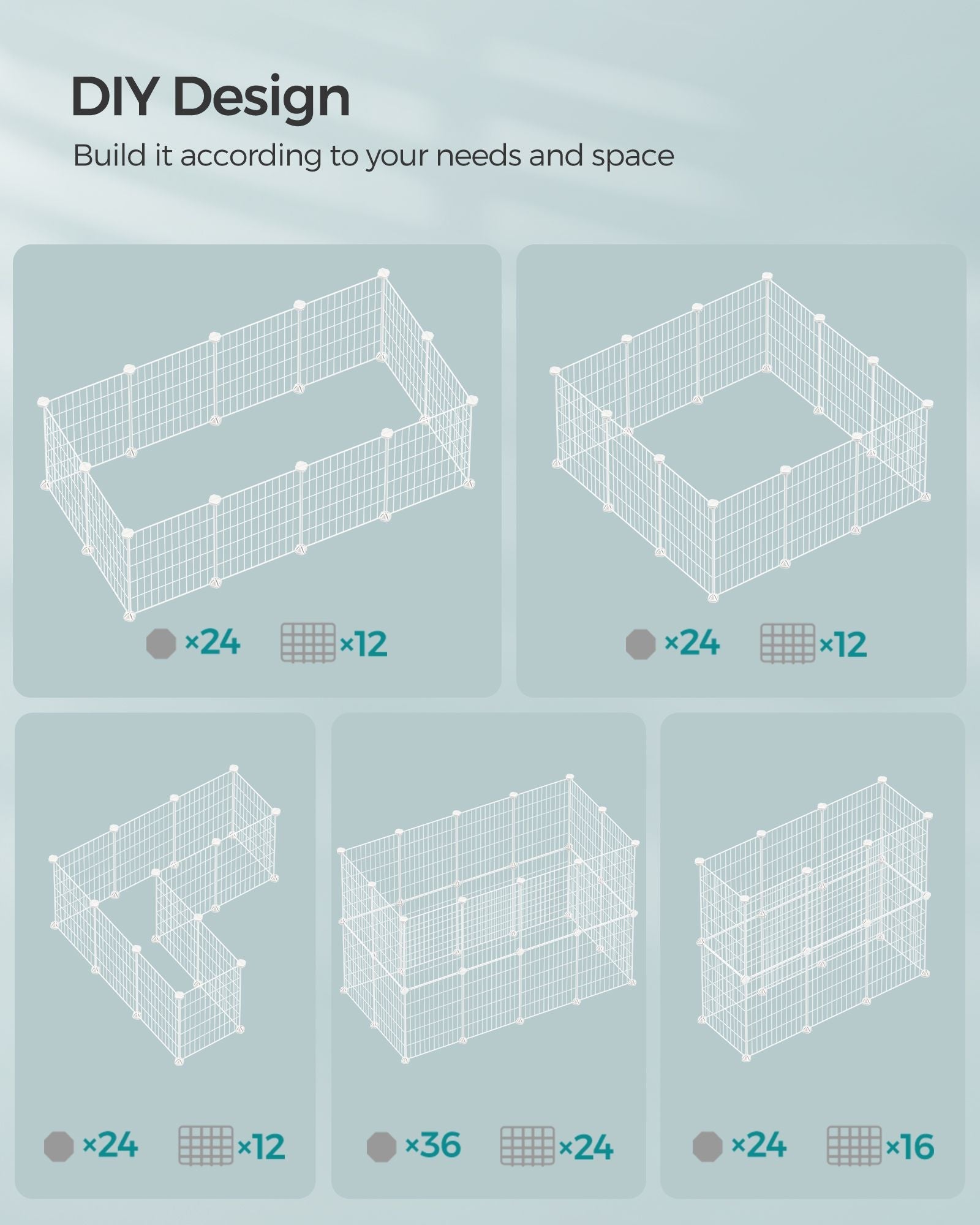 Metal DIY Guinea Pig Cage – Modular – White – Indoor Exercise Enclosure