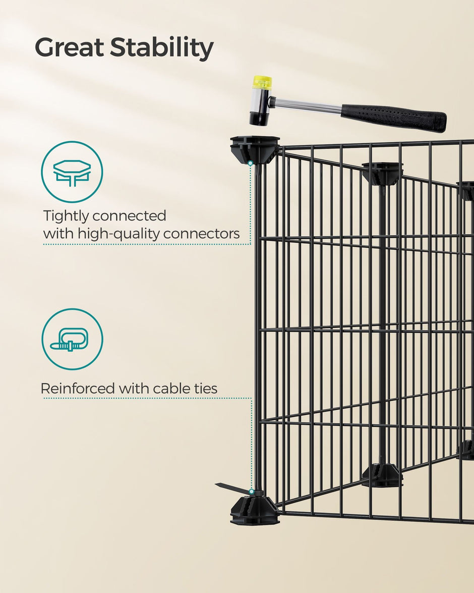 2-Floor Metal Pet Playpen – Metal – Ink Black – Customizable Indoor Enclosure for Small Animals