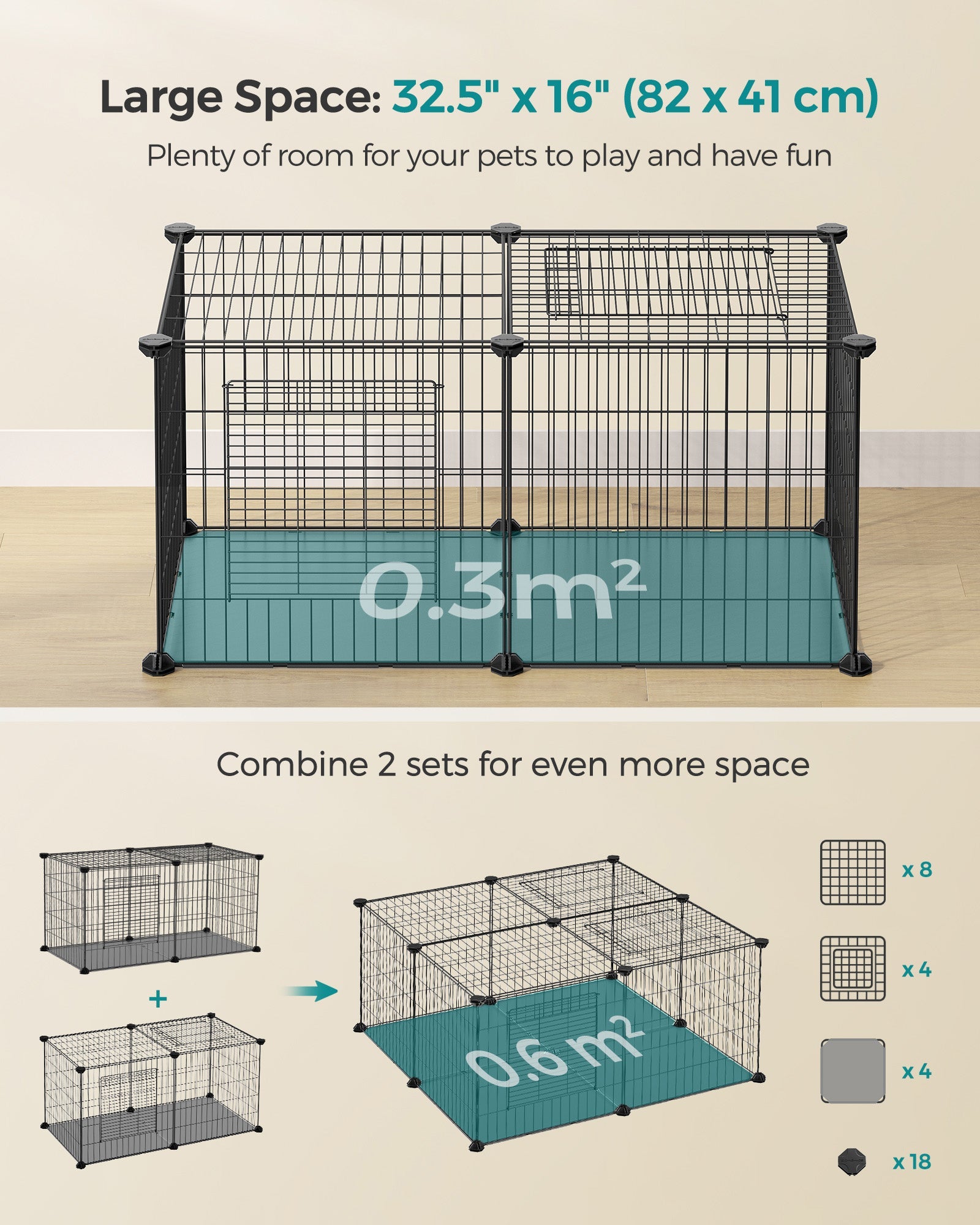 Small Animal Cage – Metal – Black – Easy to Clean with Top and Two Doors
