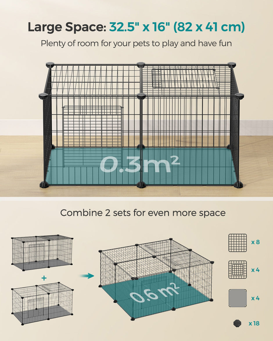 Small Animal Cage – Metal – Black – Easy to Clean with Top and Two Doors