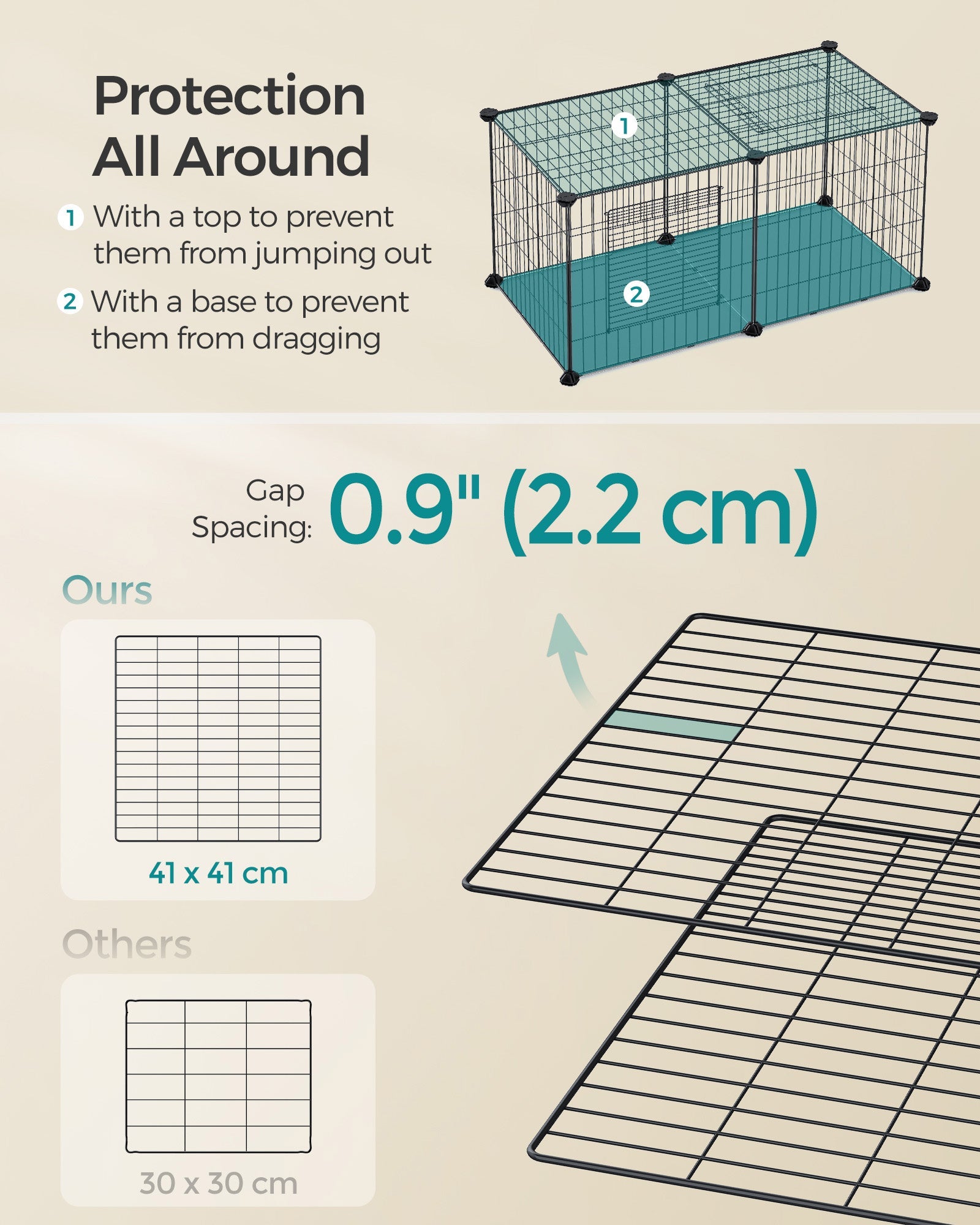 Small Animal Cage – Metal – Black – Easy to Clean with Top and Two Doors