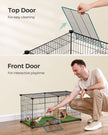 Small Animal Cage – Metal – Black – Easy to Clean with Top and Two Doors