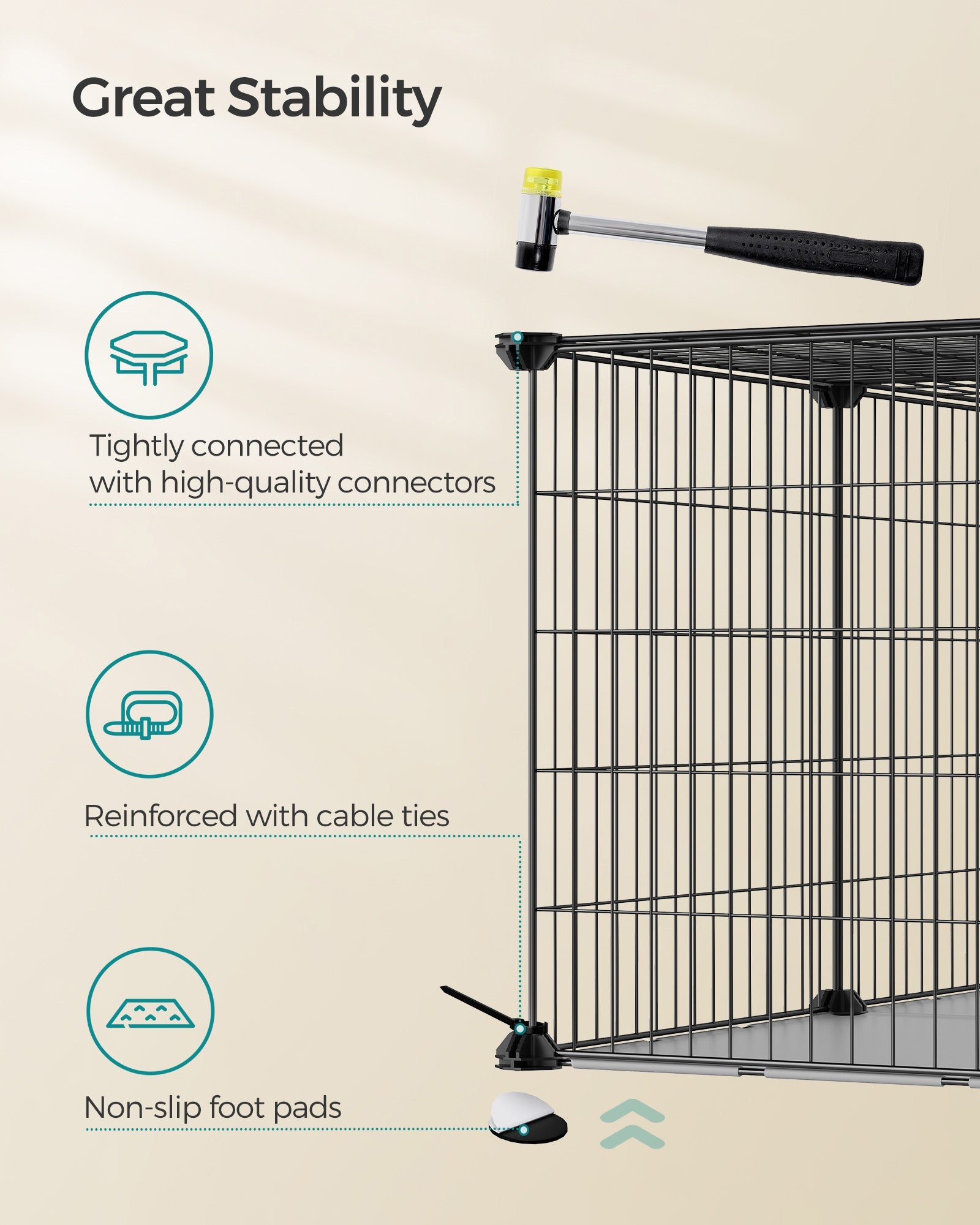 Small Animal Cage – Metal – Black – Easy to Clean with Top and Two Doors