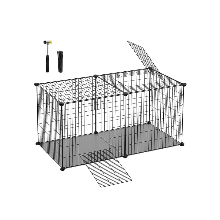 Small Animal Cage – Metal – Black – Easy to Clean, 102 x 51 x 51 cm