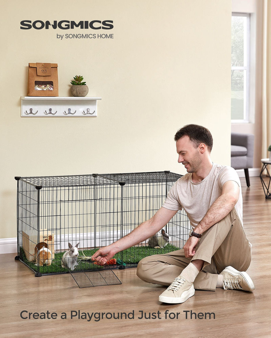 Small Animal Cage – Metal – Black – Easy to Clean, 102 x 51 x 51 cm