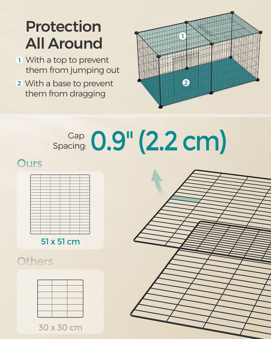 Small Animal Cage – Metal – Black – Easy to Clean, 102 x 51 x 51 cm