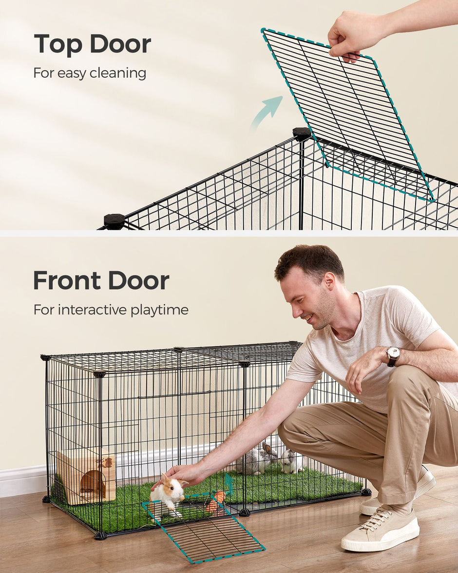 Small Animal Cage – Metal – Black – Easy to Clean, 102 x 51 x 51 cm