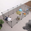 Guinea Pig Cage – Metal – Black – Modular 12-Panel Indoor Playpen with Assembly Tools