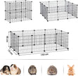 Guinea Pig Cage – Metal – Black – Modular 12-Panel Indoor Playpen with Assembly Tools