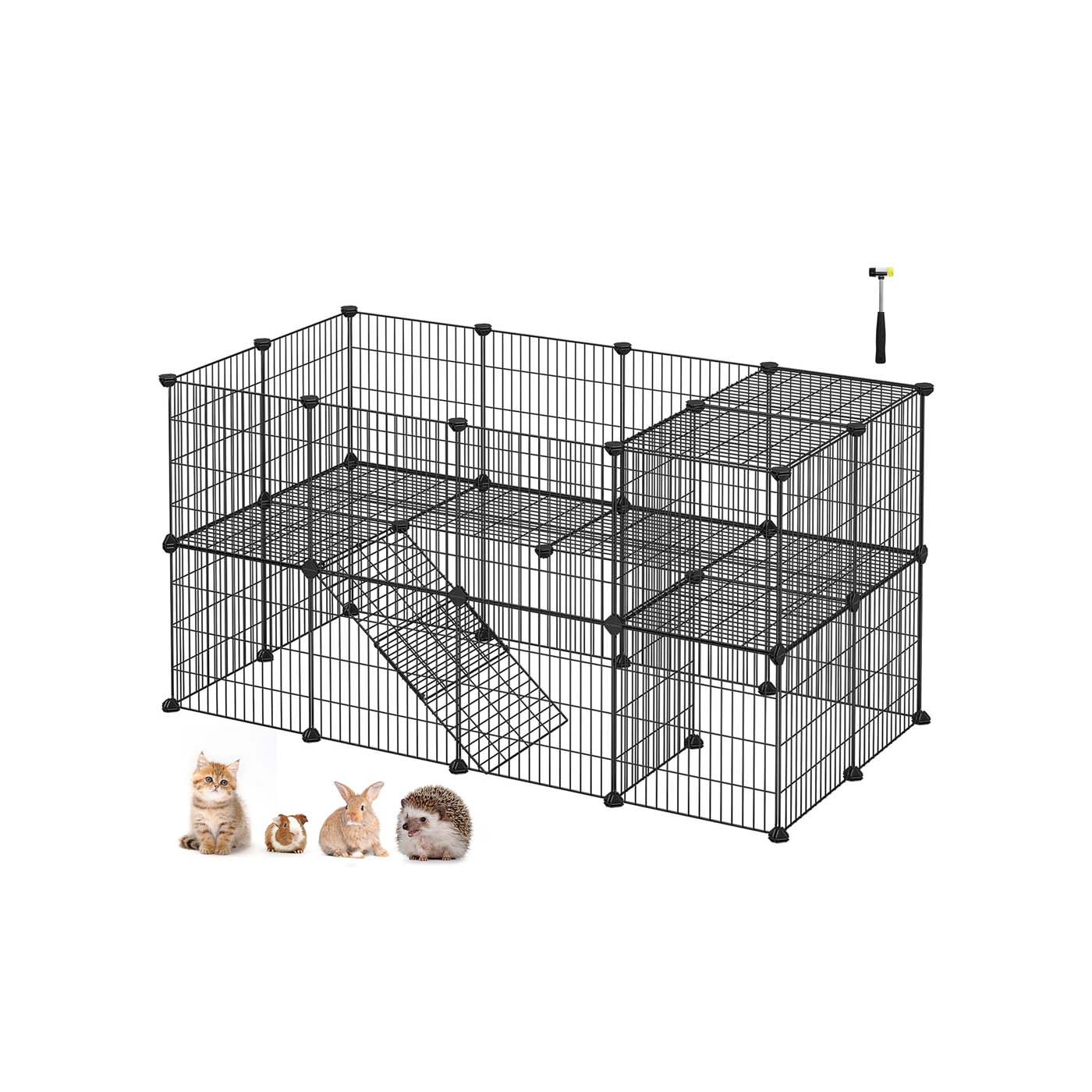 Pet Playpen – Metal – Black – 2 Floors Customisable with Indoor Use
