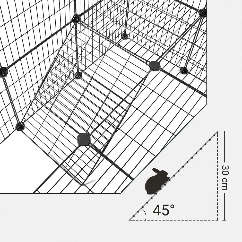 Pet Playpen – Metal – Black – 2 Floors Customisable with Indoor Use
