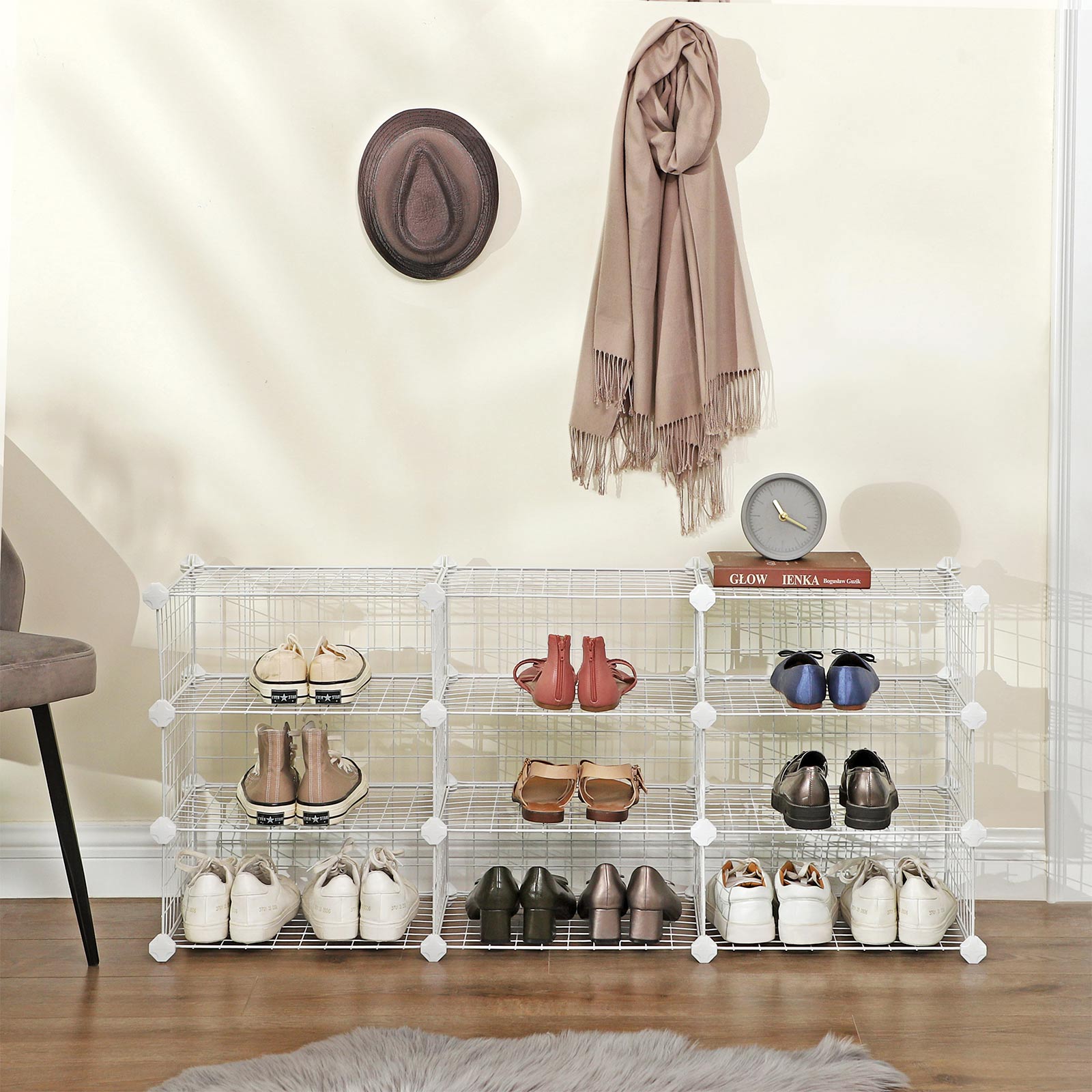 Shoe Rack – Metal – Black – Modular DIY Interlocking Design
