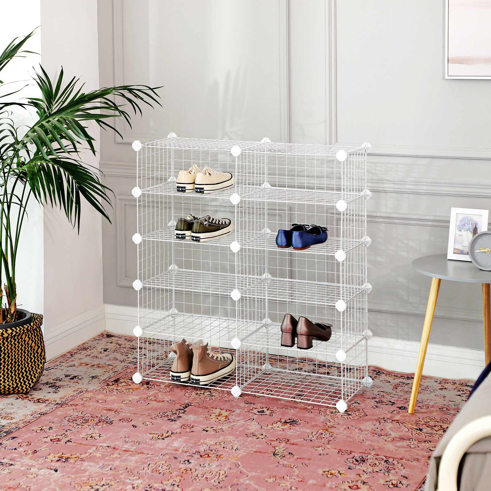 Shoe Rack – Metal – Black – Modular DIY Interlocking Design