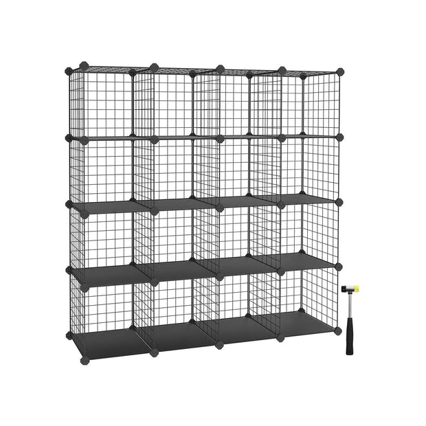 16 Cube Metal Wire Storage Organiser – White – Modular DIY Design