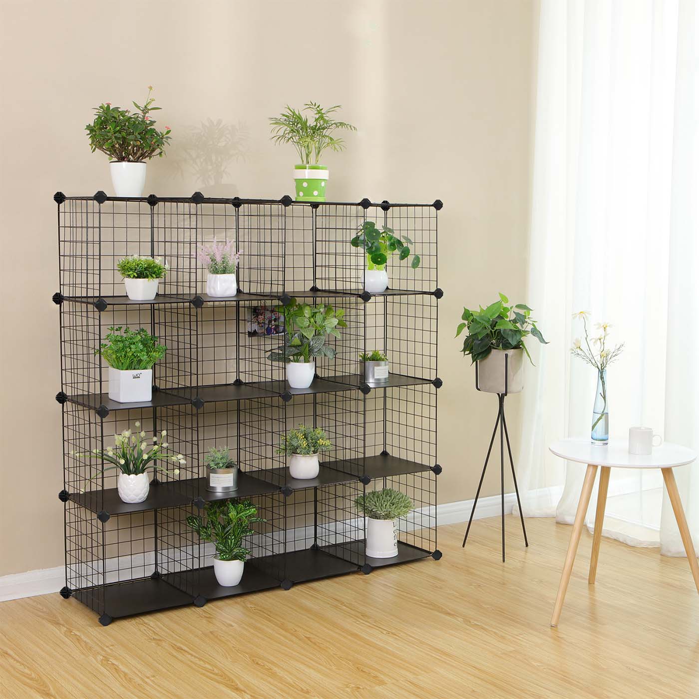 Metal Wire Cube Organizer – Metal – White – Modular Design with 16 Cubes