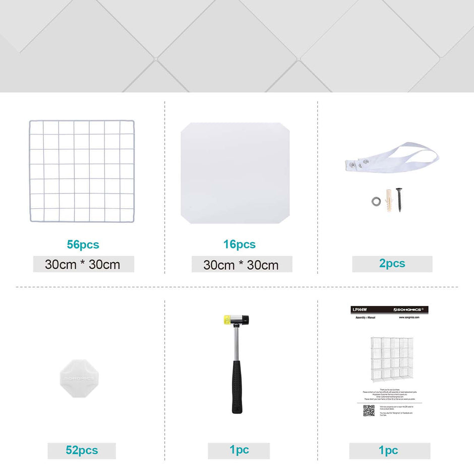 16 Cube Metal Wire Storage Organiser – White – Modular DIY Design