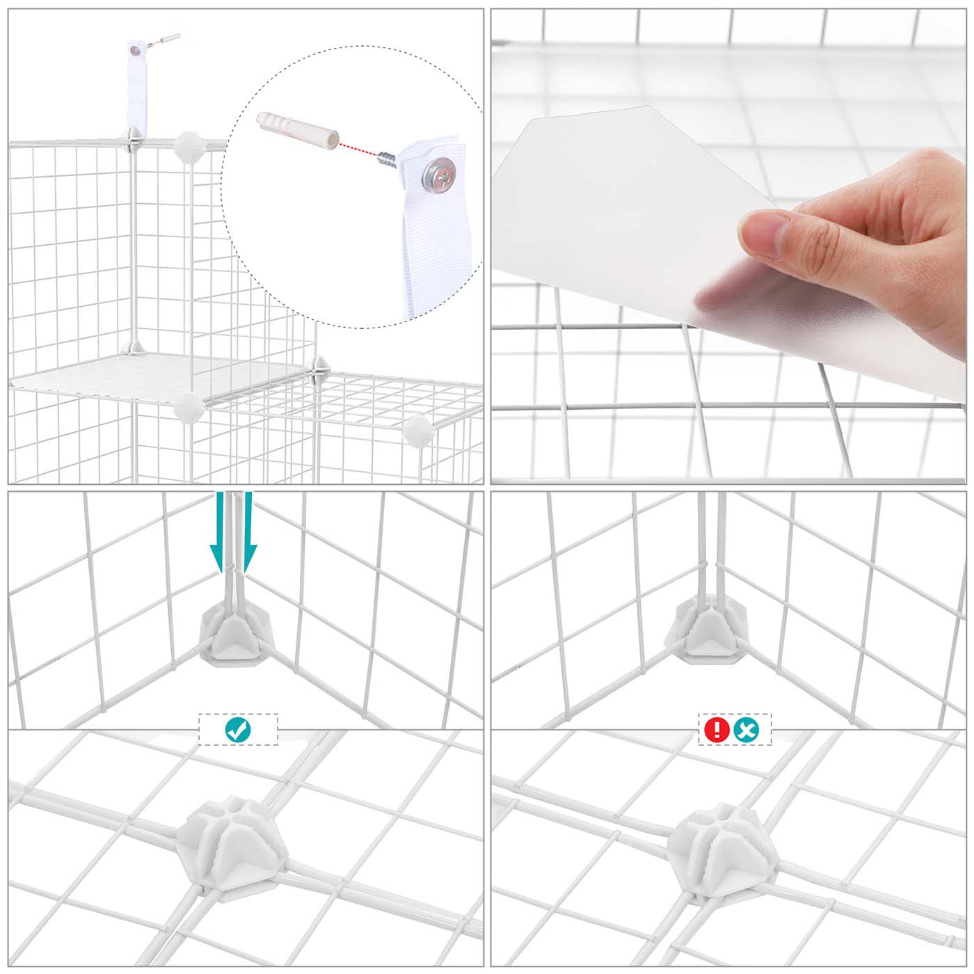 16 Cube Metal Wire Storage Organiser – White – Modular DIY Design