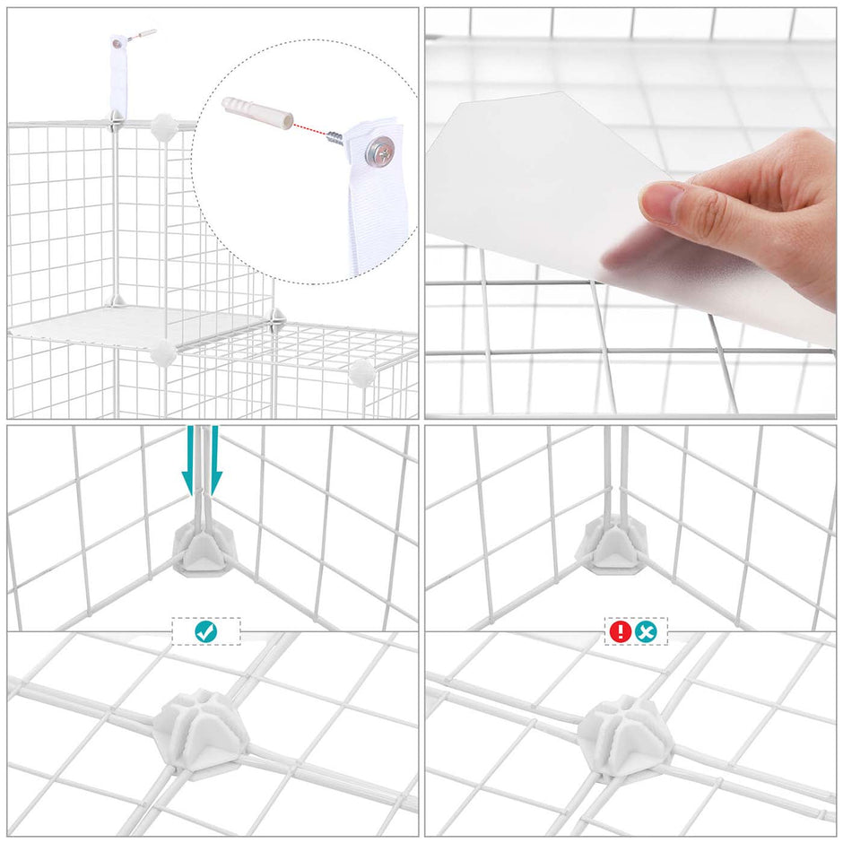 16 Cube Metal Wire Storage Organiser – White – Modular DIY Design