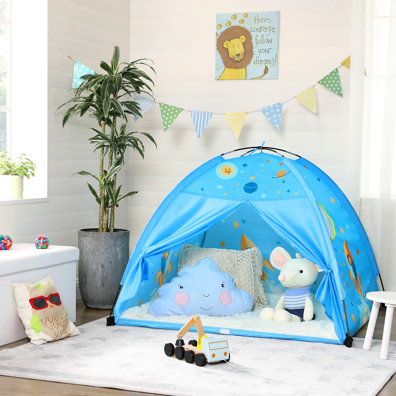 Teepee Tent – Fabric – Blue – Portable Pop Up Design with Carry Bag