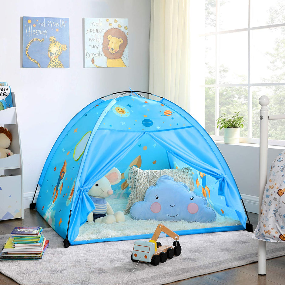 Teepee Tent – Fabric – Blue – Portable Pop Up Design with Carry Bag