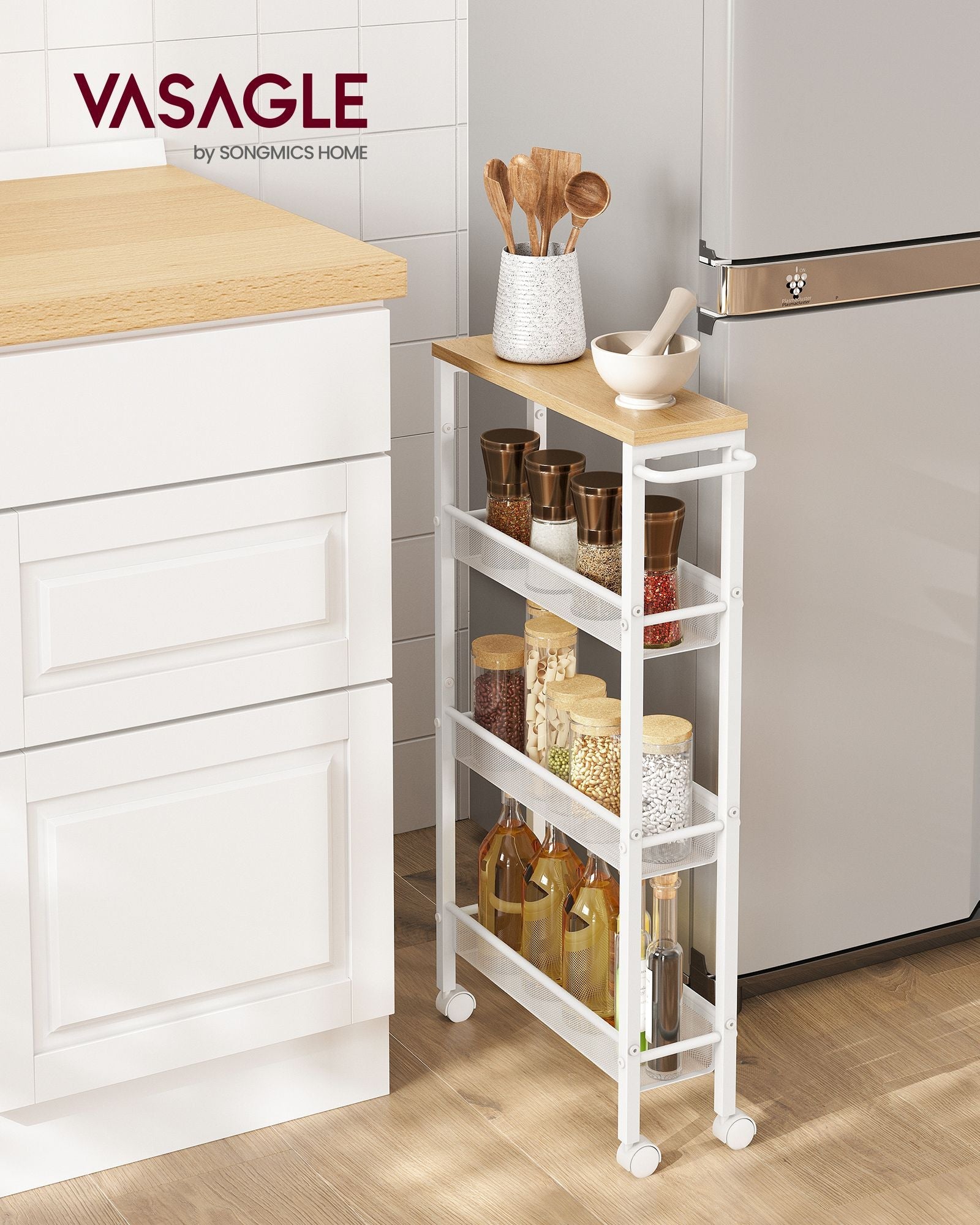 Kitchen Cart – Steel – N/A – Space-Saving Design with Wheels