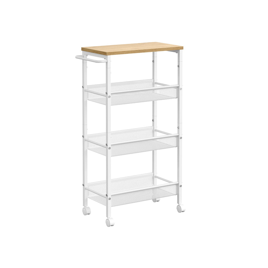 Kitchen Cart – Steel – Black – Space-Saving with Wheels and Handle