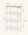 Kitchen Cart – Steel – Black – Space-Saving with Wheels and Handle