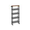 5-Shelf Trolley – Steel – Rustic Brown and Black – Space-Saving with Castors