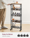 5-Shelf Trolley – Steel – Rustic Brown and Black – Space-Saving with Castors