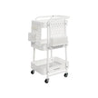 Storage Trolley – Metal Mesh – Cloud White – 3 Shelves with Removable Pegboards and Hooks