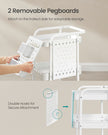 Storage Trolley – Metal Mesh – Cloud White – 3 Shelves with Removable Pegboards and Hooks