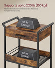 Rolling Storage Trolley – Metal and Wood – Rustic Brown and Ink Black – 4-Tier with Table Top and Lockable Castors