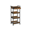4-Tier Rolling Storage Trolley – Wood and Metal – Rustic Brown and Ink Black – Lockable Castors and Top Drawer