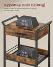 4-Tier Rolling Storage Trolley – Wood and Metal – Rustic Brown and Ink Black – Lockable Castors and Top Drawer