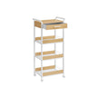 4-Tier Rolling Storage Trolley – Wood – Golden Oak and Cloud White – Includes Top Drawer and Lockable Castors