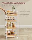 4-Tier Rolling Storage Trolley – Wood – Golden Oak and Cloud White – Includes Top Drawer and Lockable Castors